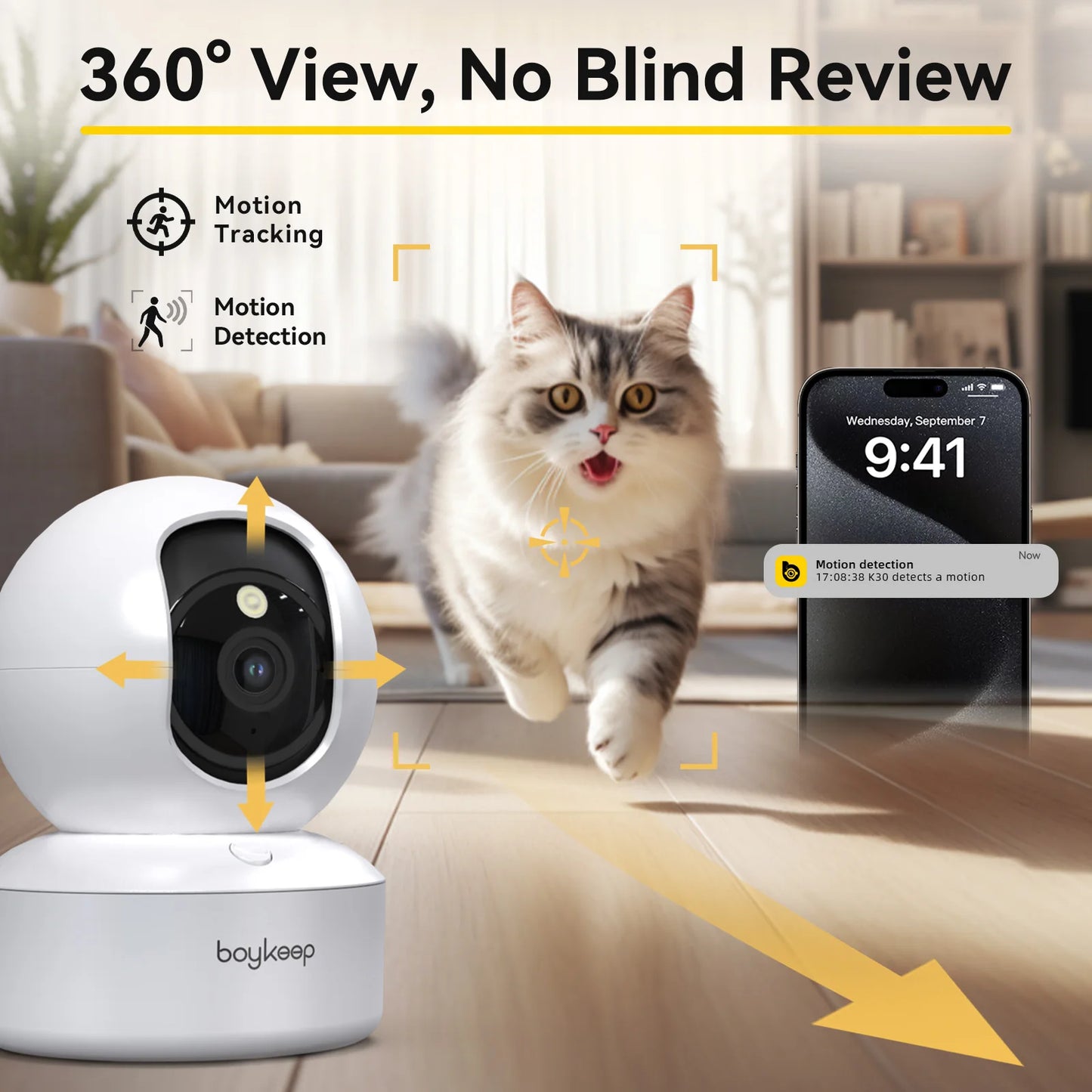 Protech Nest Camera,  2-Way Audio, Night Vision, Motion Tracking